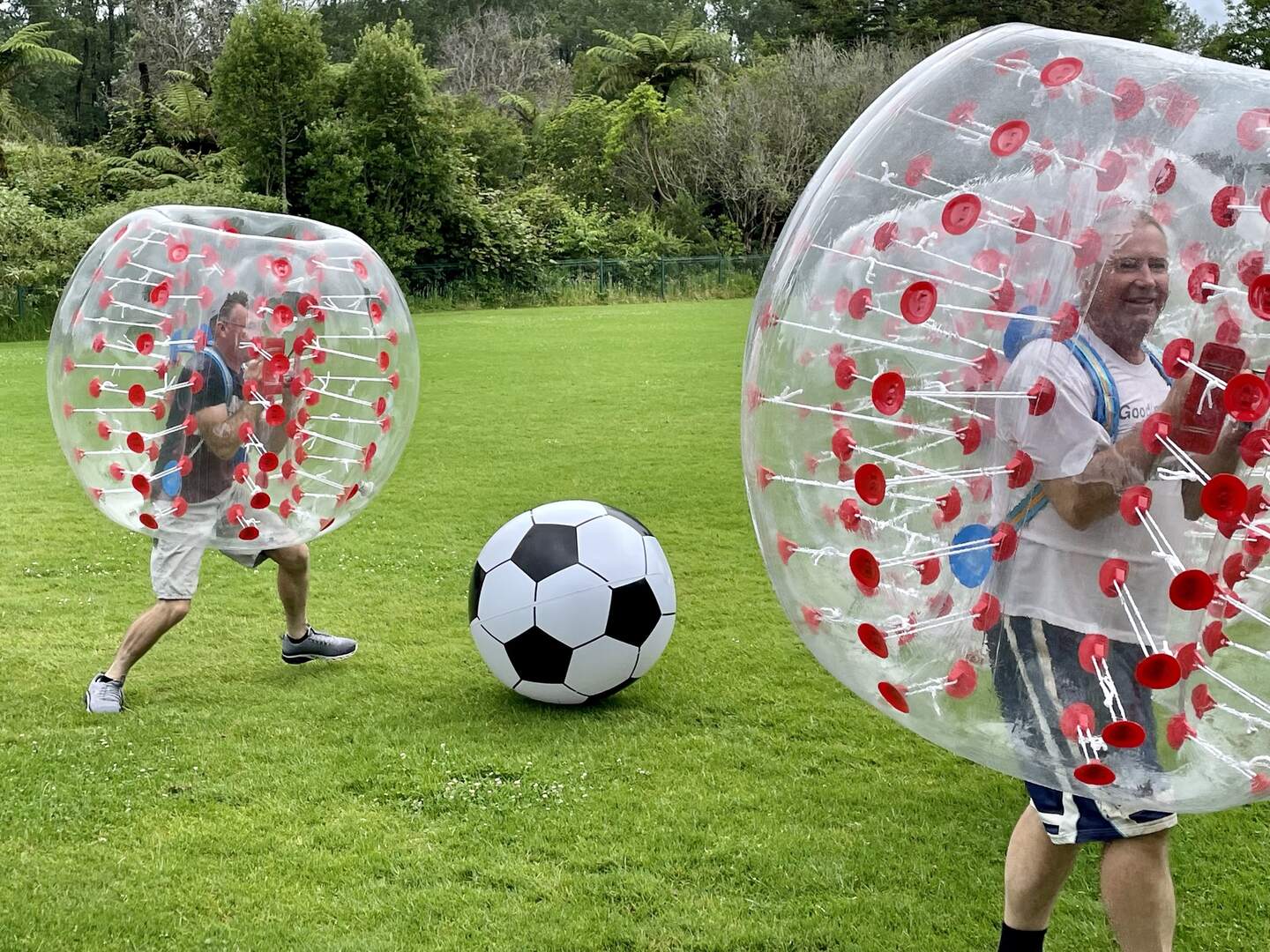 Bubble soccer game in inflatable bumper balls in Taranaki