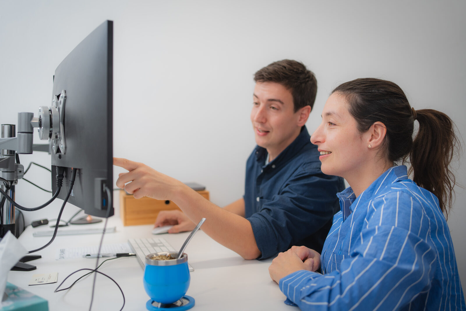 Working through a build together at the screen